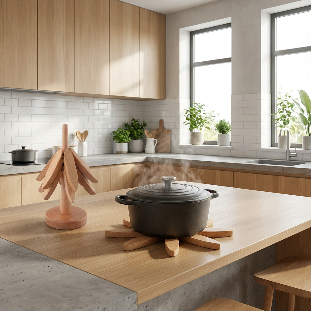 PufiHom | 3'lü Standlı Bardak ve Tencere Altlığı