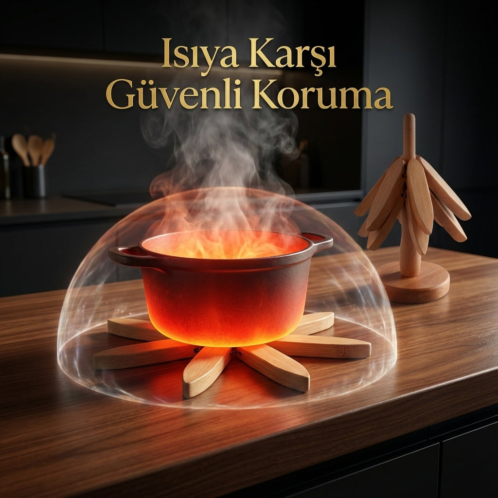 PufiHom | 3'lü Standlı Bardak ve Tencere Altlığı