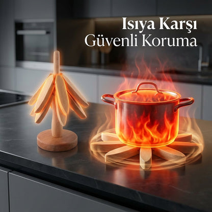 PufiHom | 3'lü Standlı Bardak ve Tencere Altlığı