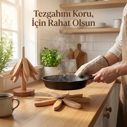 PufiHom | 3'lü Standlı Bardak ve Tencere Altlığı